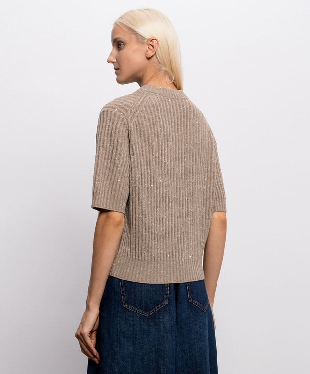 Brunello Cucinelli Бежевий в'язаний топ з кашеміру та вовни MBM753520 зображення 4