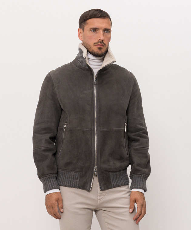 Brunello Cucinelli Сіра дублянка MPMCU1737 зображення 3