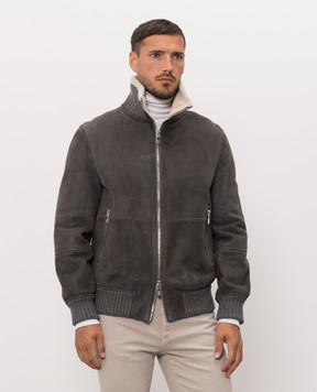 Brunello Cucinelli Серая дубленка MPMCU1737