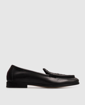Bottega Veneta Черные кожаные лоферы Intrecciato 876126VBSDO