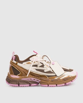 Off-White Коричневые комбинированные кроссовки Be Right Back с логотипом OWIA289F25FAB002