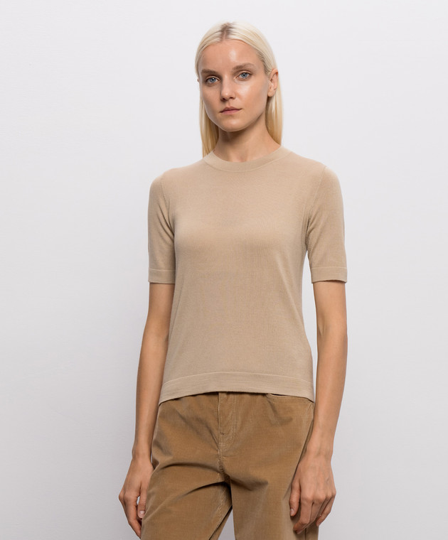 Max Mara Weekend Бежевый топ TAPIOCA из шерсти, шелка и кашемира WKDTAPIOCA изображение 3