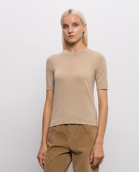 Max Mara Weekend Бежевий топ TAPIOCA з вовни, шовку та кашеміру WKDTAPIOCA