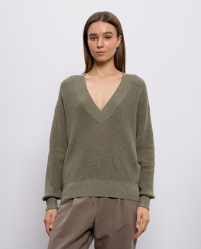 Brunello Cucinelli Зеленый пуловер с люексом MST263312