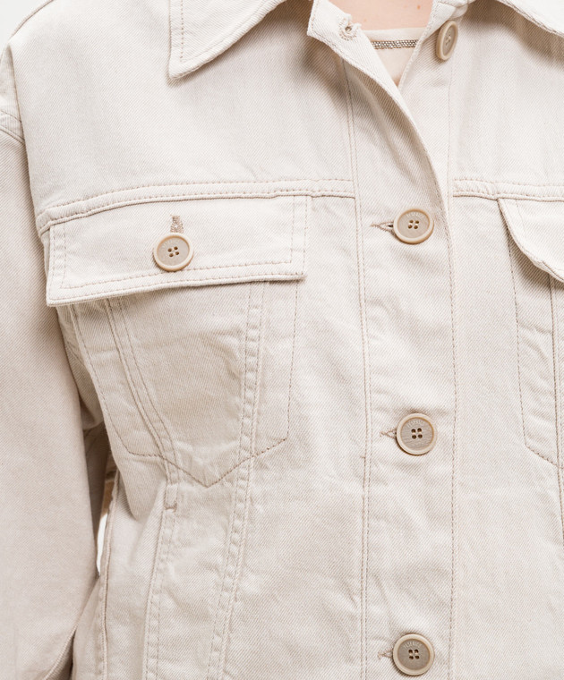 Peserico Бежева джинсова куртка з льоном S21559L1207934 зображення 5