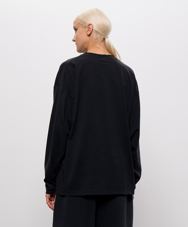 Vetements Черный лонгслив с надписью MH27LS198Bw изображение 4