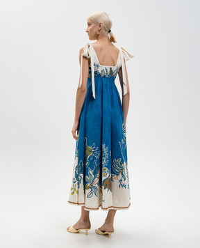 Alemais Синий сарафан Luda из льна 6390D