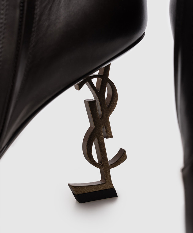 Saint Laurent Коричневые кожаные ботильоны OPYUM A0027UAAGXG изображение 5