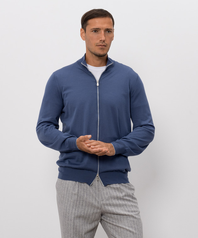 Brunello Cucinelli Кардиган синего цвета из шерсти и кашемира M2400106 изображение 3