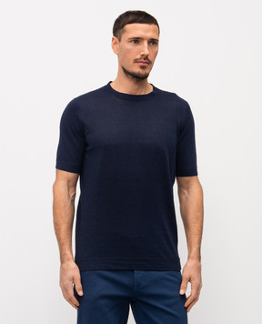 Brunello Cucinelli Синяя футболка с леном M2L00340