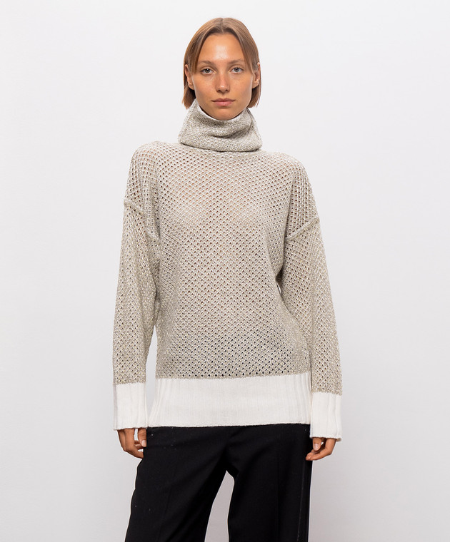 Twinset Свитер цвета айвори с люрексом 262TF3010 изображение 3