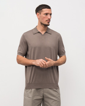 Brunello Cucinelli Коричневое поло из хлопка M29800145