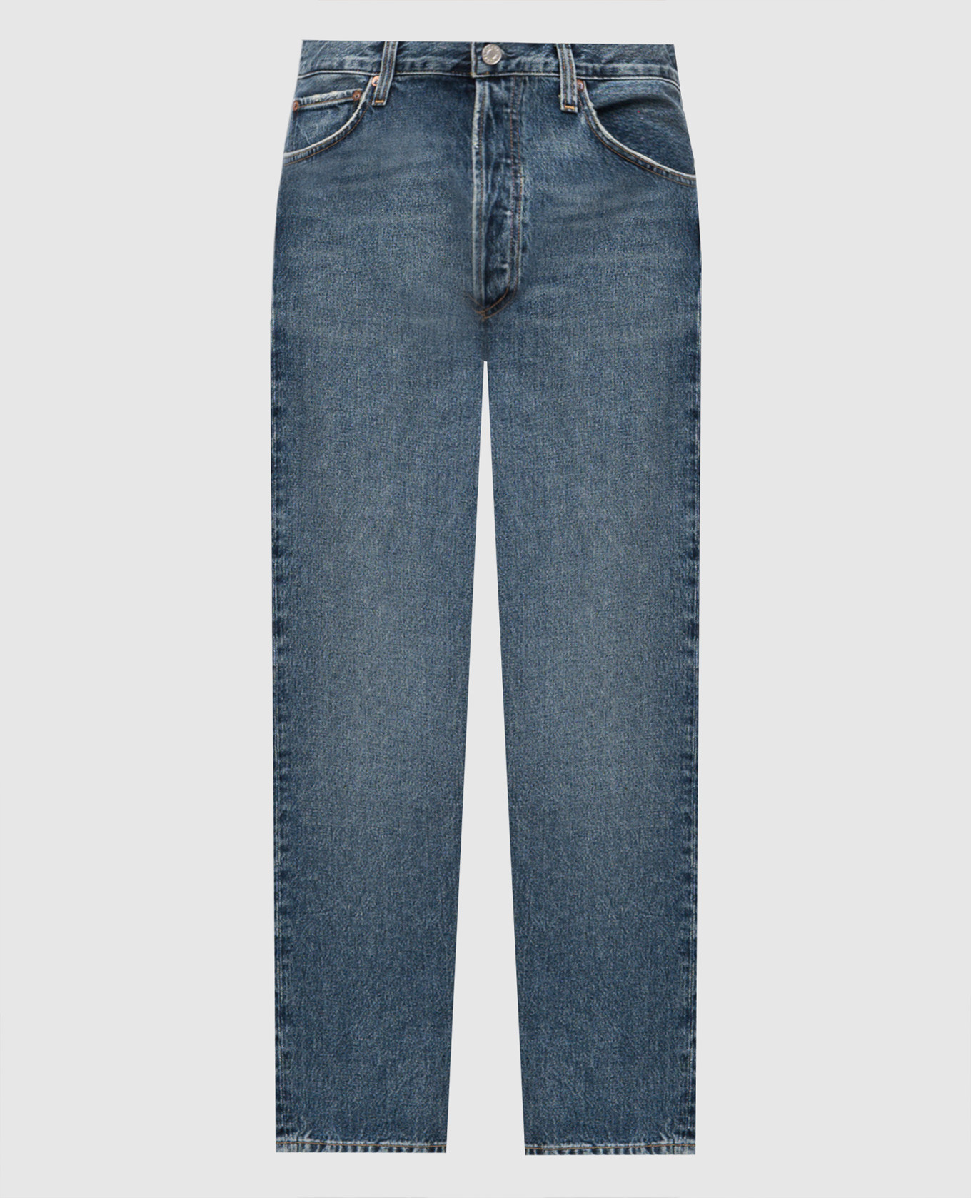 

Синие джинсы 90's с эффектом потертости, Синий, Прямые джинсы