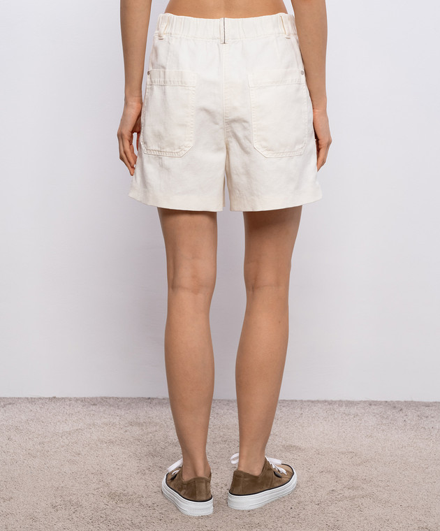 Brunello Cucinelli Джинсові шорти кольору айворі з льоном ML996P5761 зображення 4
