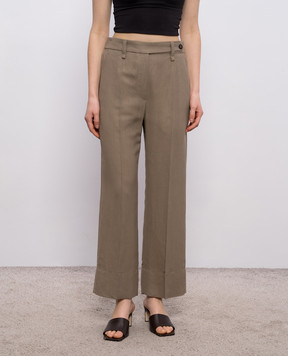 Brunello Cucinelli Коричневі штани з льоном MH126P9184