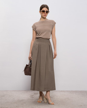 Peserico Коричнева спідниця міді з льоном A0511105435