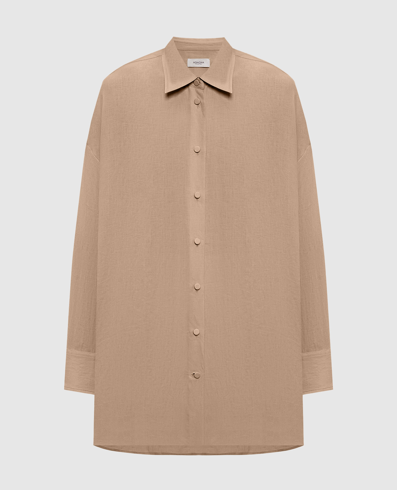 Коричневая рубашка из льна