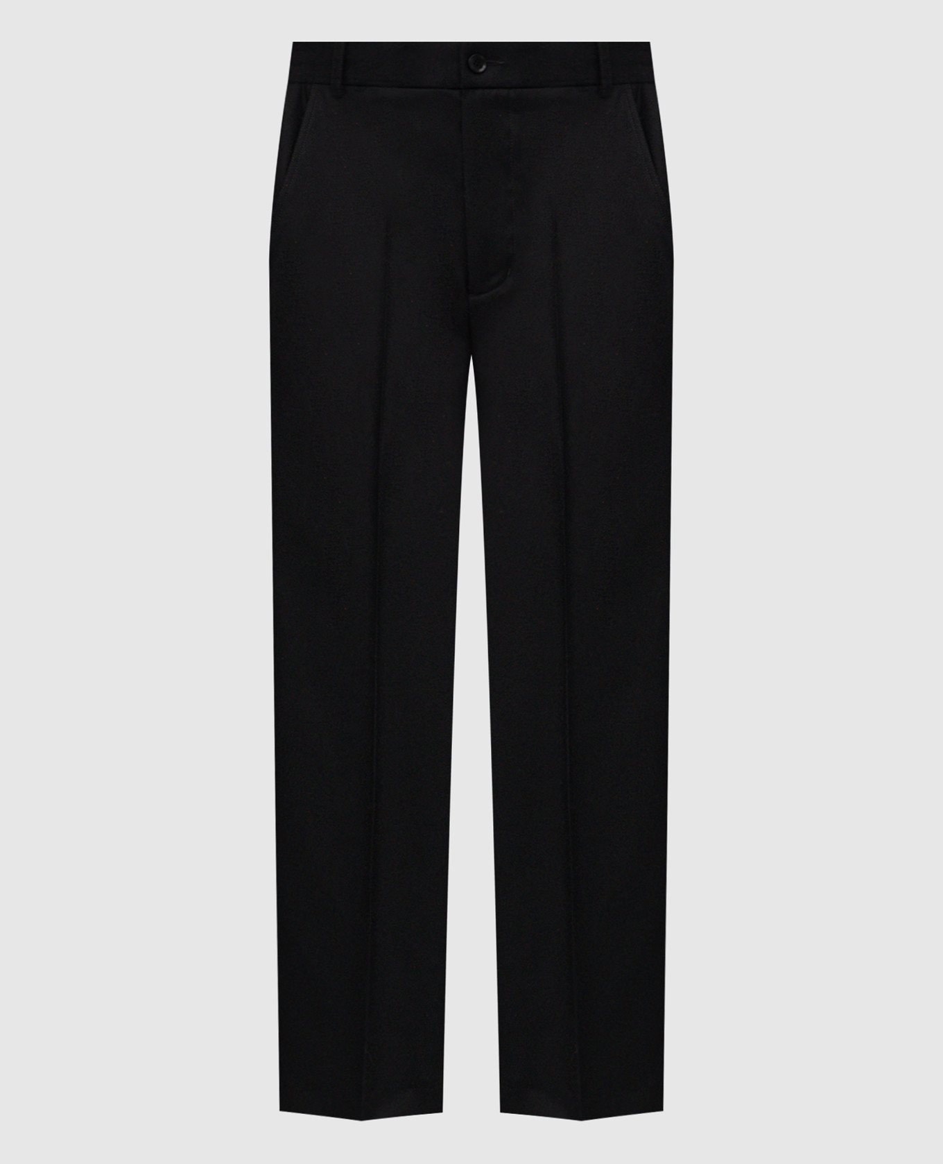 

Черные брюки из шерсти с логотипом, Черный, Прямые брюки