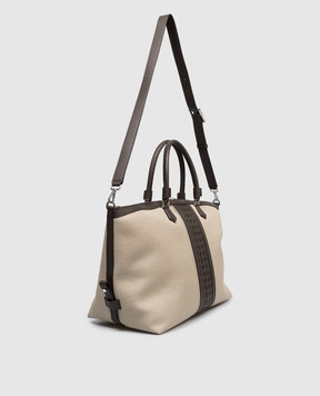 Serapian Бежевая дорожная сумка с принтом логотипа SRCANMTR707545CBJ9