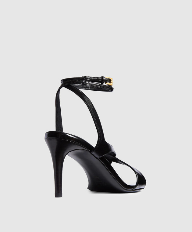 Khaite Черные кожаные глянцевые босоножки Liria F3100943 изображение 3