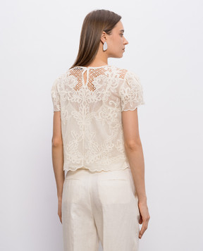 Twinset Бежевий топ з вишивкою 261TP2581