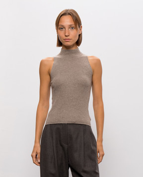 Brunello Cucinelli Бежевый топ с кашемиром с люрексом M9A822204