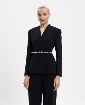 Max Mara Черный двубортный жакет MSTQUINOA с поясом MSTQUINOA