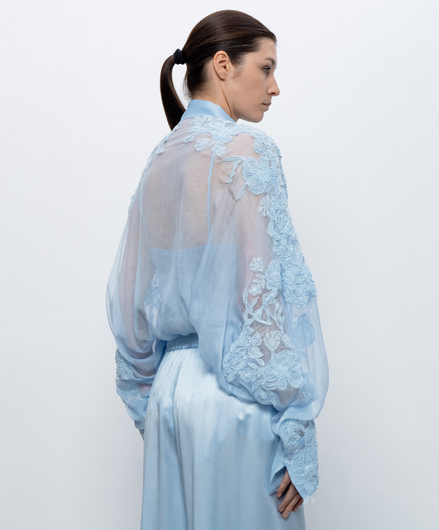 Ermanno Scervino Голубая блузка из шелка D482K708APCSFWB изображение 4