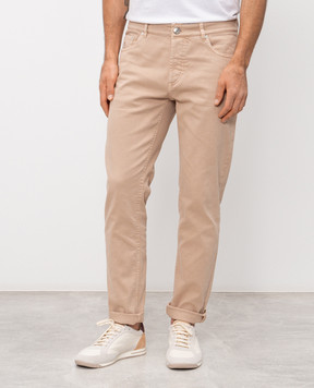 Brunello Cucinelli Бежевые джинсы с вышивкой эмблемы M277PD3210