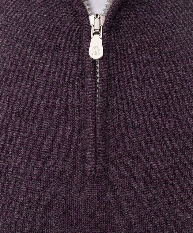 Brunello Cucinelli Фиолетовый джемпер из кашемира с молнией M2200124 изображение 5