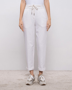 Peserico Білі меланжеві спортивні штани з відворотами P04858J0R102347