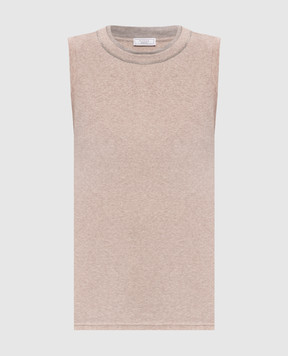 Peserico Бежевий меланжевий топ з ланцюжком моніль та люрексом A08625J05669C