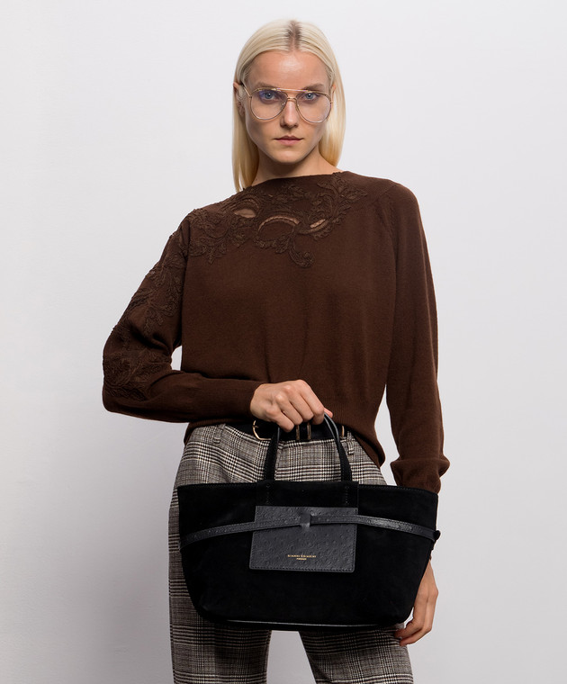 Gianni Chiarini Чорна замшева сумка-тоут Belty BS12695CMSTEMU зображення 2
