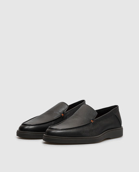 Santoni Чорні шкіряні лофери з фактурним логотипом MGDG17824SMOSWLM