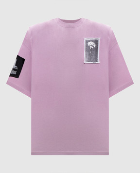 Balenciaga Розовая футболка с брендовыми нашивками A00497TUVP5