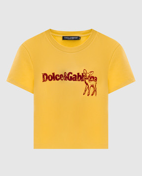 Dolce&Gabbana Жовта футболка з фактурним принтом F8W08TGDDM9