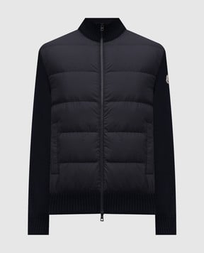 Moncler Синяя комбинированная куртка с шерстью K20919B00040M1131