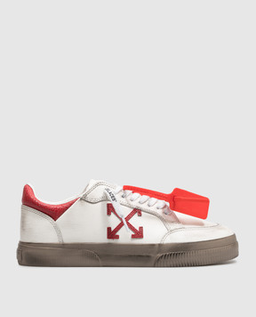 Off-White Кожаные кеды Vulcanized цвета авори с винтажным эффектом OF06386609