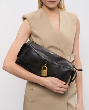 Balmain Чорна шкіряна сумка із замком GN1HH038LOLP