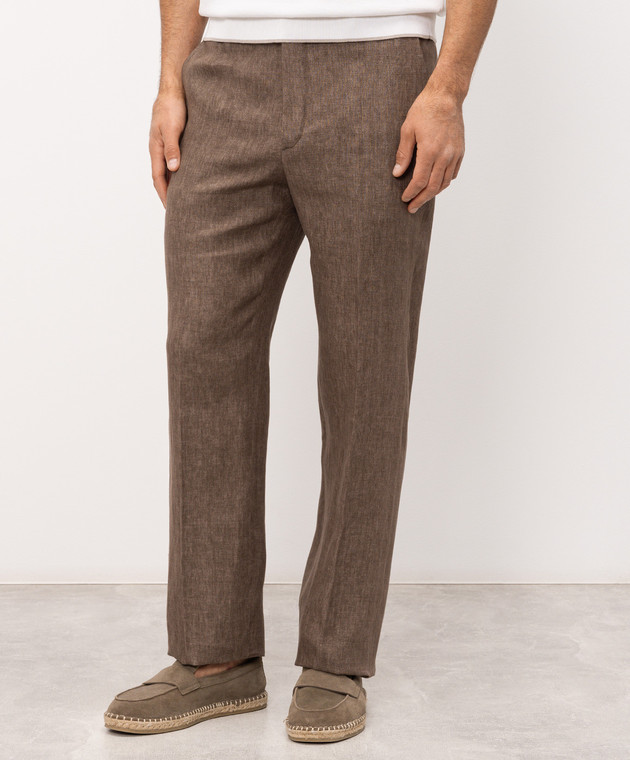 Slowear Коричневые брюки из льна 1T00057016A изображение 3