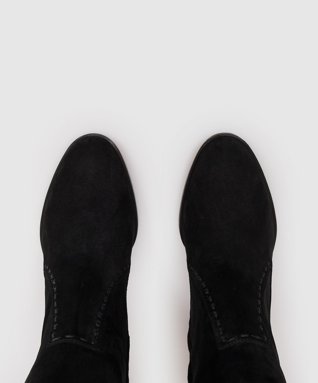 Santoni Черные замшевые сапоги WSDH72382NERNHHA изображение 4