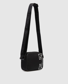 Off-White Чорна сумка крос-боді з контрастним принтом емблеми OMNQ09EC99FAB001