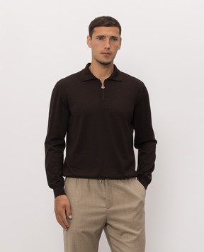 Kiton Коричневое поло из кашемира и шелка UMKX05Z