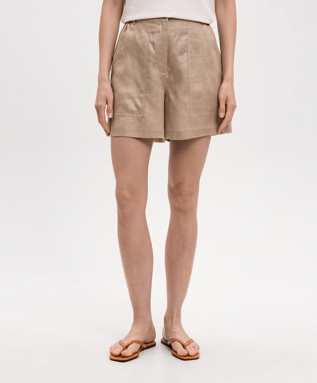 Max Mara Weekend Бежеві шорти WKIVELETTA з льону WKIVELETTA зображення 3