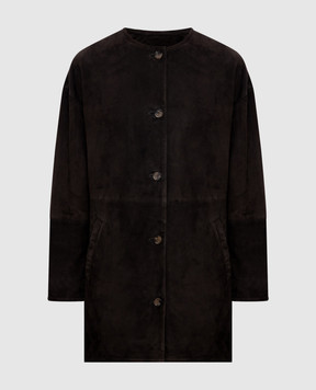 Loulou de Saison Темно-коричневое замшевое пальто WAREN WAREN