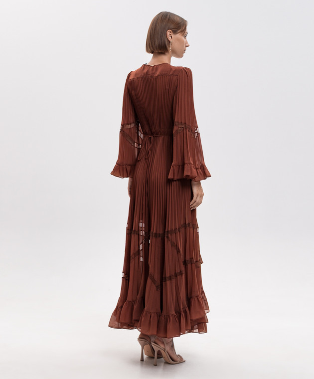 Twinset Коричневое платье-плиссе с рюшами 262TP2690 изображение 3
