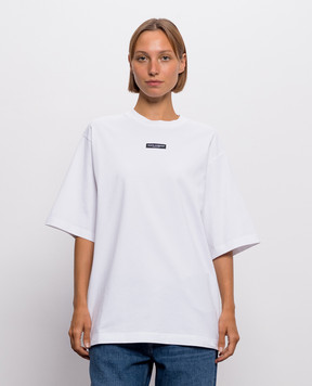Dolce&Gabbana Біла футболка з нашивкою логотипа F8V78THU7MA