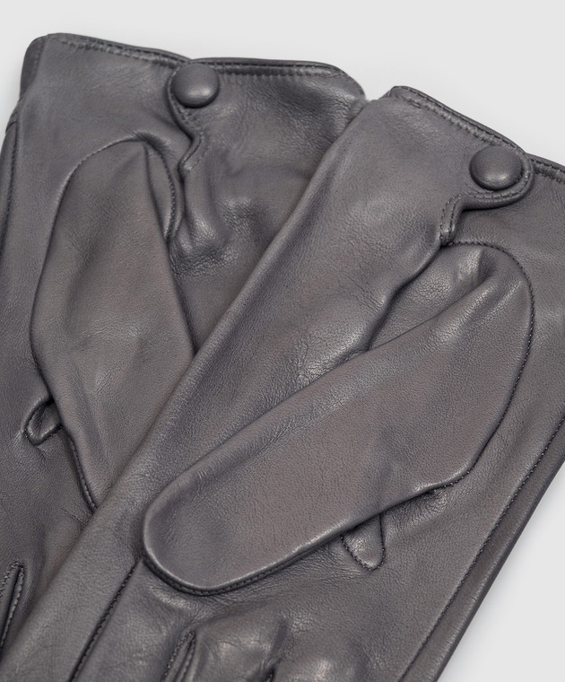 Sermoneta Gloves Сірі шкіряні рукавички з ланцюжком AN07FCATENACH зображення 3