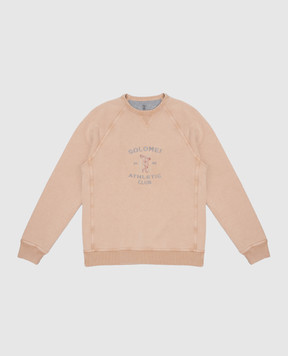 Brunello Cucinelli Детский бежевый свитшот с вышивкой BM862E513B