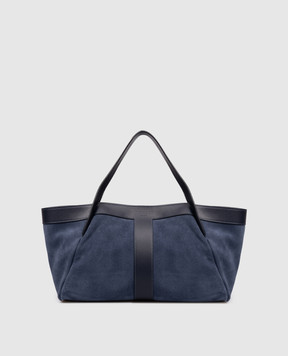 Twinset Синя замшева сумка-тоут з тисненням логотипа 261TB7101